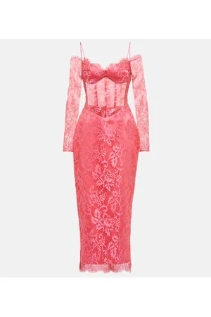 Rasario Abito midi bustier in pizzo