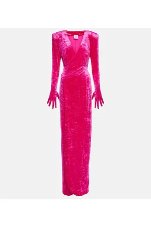 Vetements Abito lungo Diva in velluto con guanti