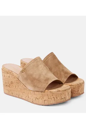 Gianvito Rossi Sandali in suede con zeppa