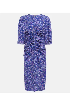 Isabel Marant Abito midi Lurner in misto seta