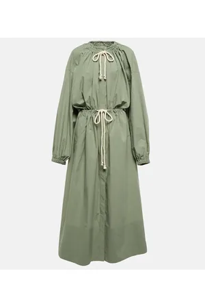 Jil Sander Abito midi in popeline con coulisse