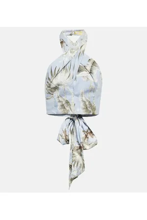 Erdem Top cropped Luna in cotone con stampa