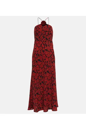RIXO London Abito midi Lana in misto seta con stampa