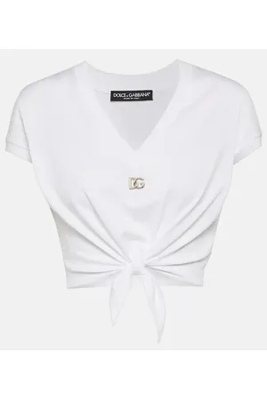 Dolce & Gabbana Top cropped in jersey di cotone