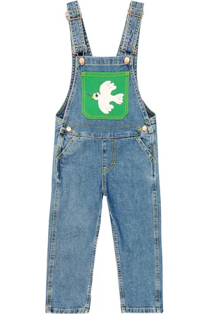 Mini Rodini X Wrangler - Salopette in denim Peace Dove