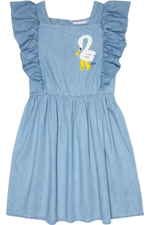 Bobo Choses Abito in denim con volant e stampa