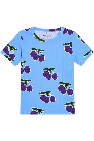 Mini Rodini T-shirt in cotone a coste con stampa
