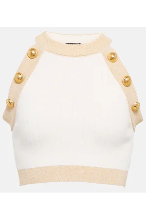 Balmain Top cropped in maglia