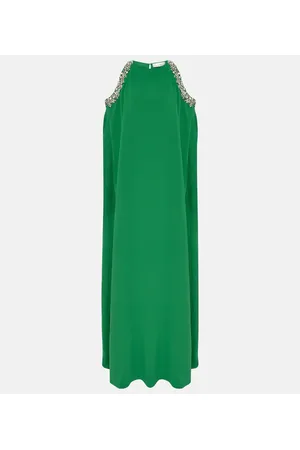 Oscar de la Renta Abito lungo in misto seta con cristalli