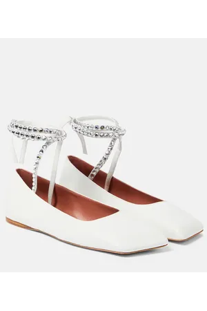 Amina Muaddi Ballerine Ane in pelle con cristalli