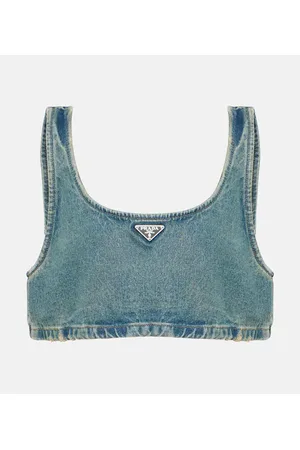 Prada Top di jeans con logo