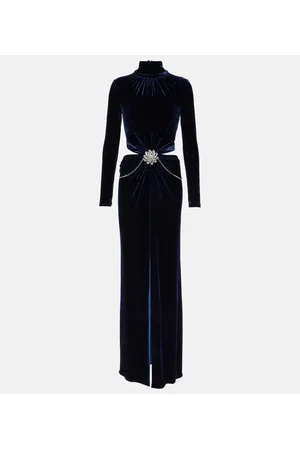 Paco rabanne Abito lungo in velluto con cut-out