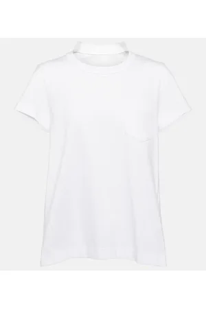 SACAI T-shirt in jersey di cotone con pieghe