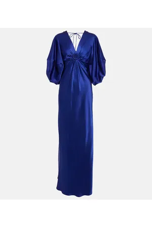Stella McCartney Abito lungo in raso con scollo a V