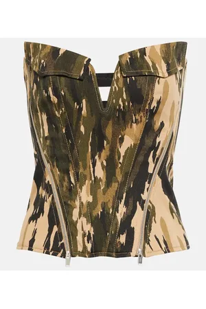 DION LEE Top stile corsetto in twill con stampa