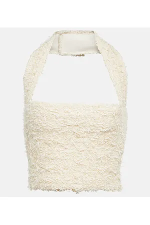Balmain Top in bouclé con scollo all’americana