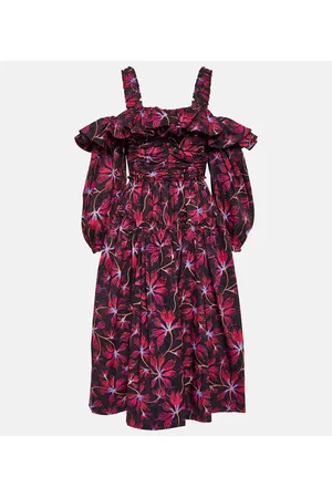 ULLA JOHNSON Abito midi Caprice in popeline di cotone