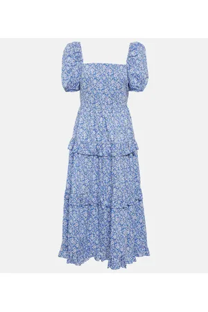 Ralph Lauren Abito midi in cotone con balze