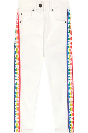 Stella McCartney Pantaloni in twill di cotone con logo