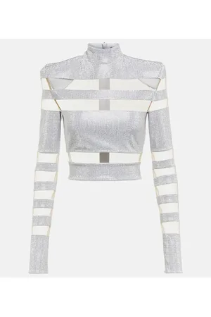 Balmain Top cropped con mesh