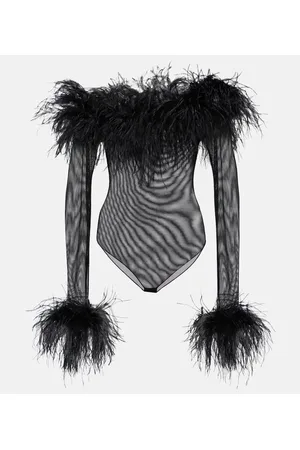 Oseree Oséree Body in mesh con piume