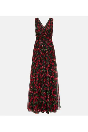 Dolce & Gabbana Abito lungo in seta con stampa