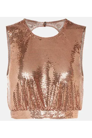 Paco rabanne Top in mesh metallizzato
