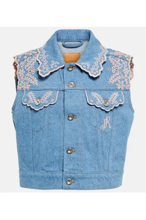 Paco rabanne Gilet di jeans con ricami