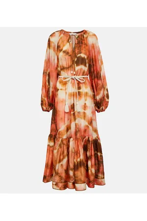 ZIMMERMANN Abito midi Vacay in seta tie-dye