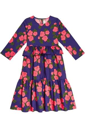 Mini Rodini Abito Roses in cotone con volant