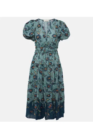 ULLA JOHNSON Abito midi Eloisa in misto cotone con stampa