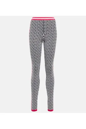 Balmain Leggings in jacquard di misto lana