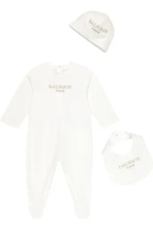 Balmain Baby - Tutina, cappello e bavaglino in cotone