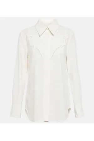 Chloé Chloé Camicia in crêpe de chine con pizzo
