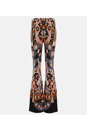 Etro Pantaloni flared in lana con stampa