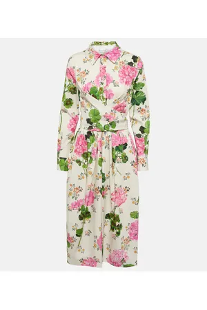 Oscar de la Renta Abito chemisier midi in cotone con stampa