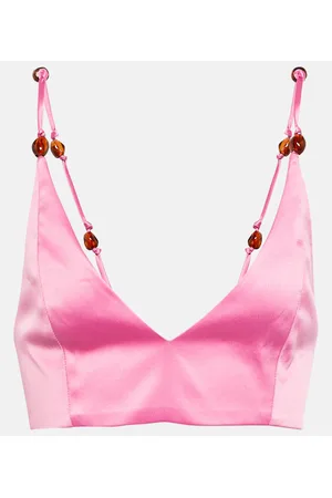 Ganni Top cropped in raso