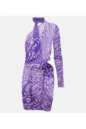 MUGLER Miniabito in mesh con cut-out e stampa