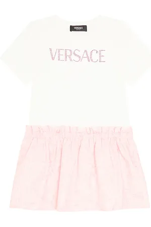 VERSACE Abito in misto cotone con logo