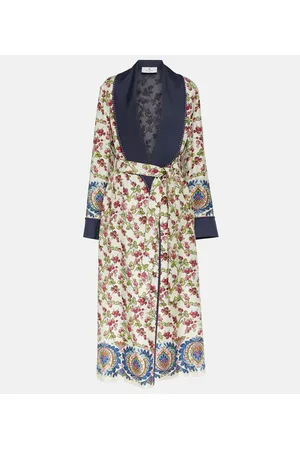 Etro Cappotto in seta con stampa e cintura