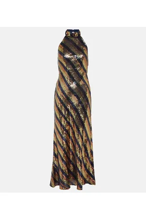 RIXO London Abito lungo con scollo all