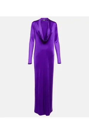 VERSACE Abito lungo drappeggiato in raso