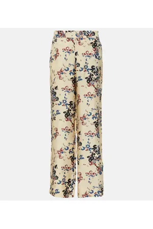 ASCENO Pantaloni London in seta a gamba larga