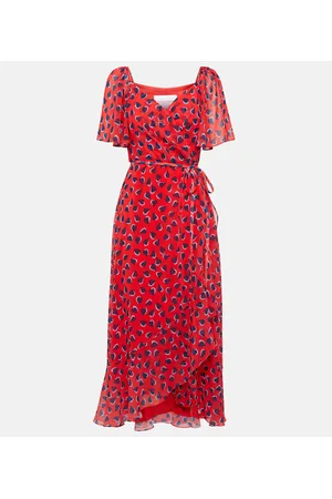 Carolina Herrera Abito midi a portafoglio in georgette