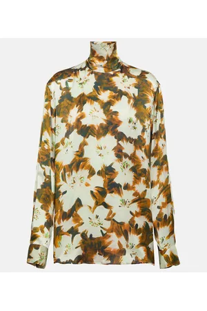 DRIES VAN NOTEN Top Contisy in seta con stampa