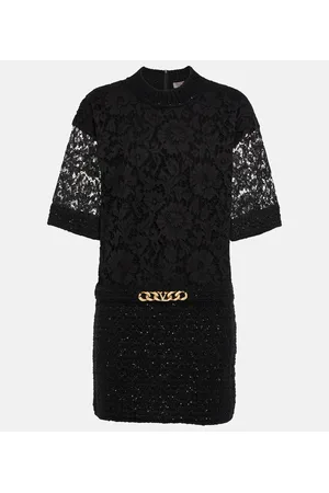 VALENTINO Miniabito VLogo Chain in bouclé e pizzo