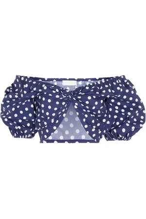 Caroline Constas Top cropped Rhys in cotone a pois