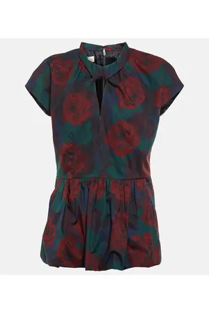 DRIES VAN NOTEN Top in popeline di cotone con peplum