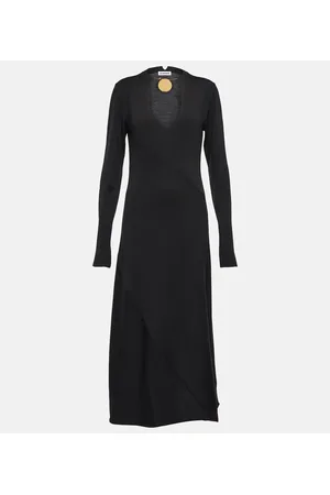 Jil Sander Abito midi in lana con scollo a V