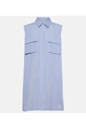 SACAI Abito chemisier in popeline di cotone a righe